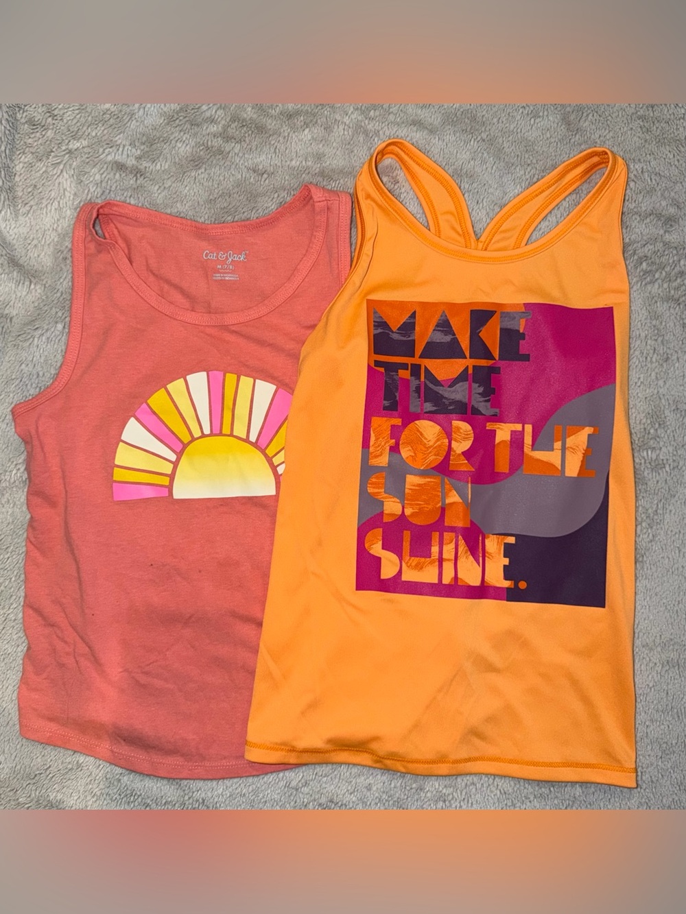 Cat & Jack Coral Girls' Tank Top- All in motion orange athletic tank top.m